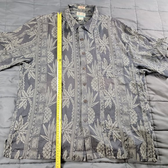 Reyn Spooner Regency Silk Jacquard Mens XL Gray Button Shirt Floral Comfort - Picture 7 of 8